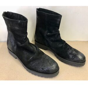 NWOB Kentia Black Suede Distressed Ankle Boots